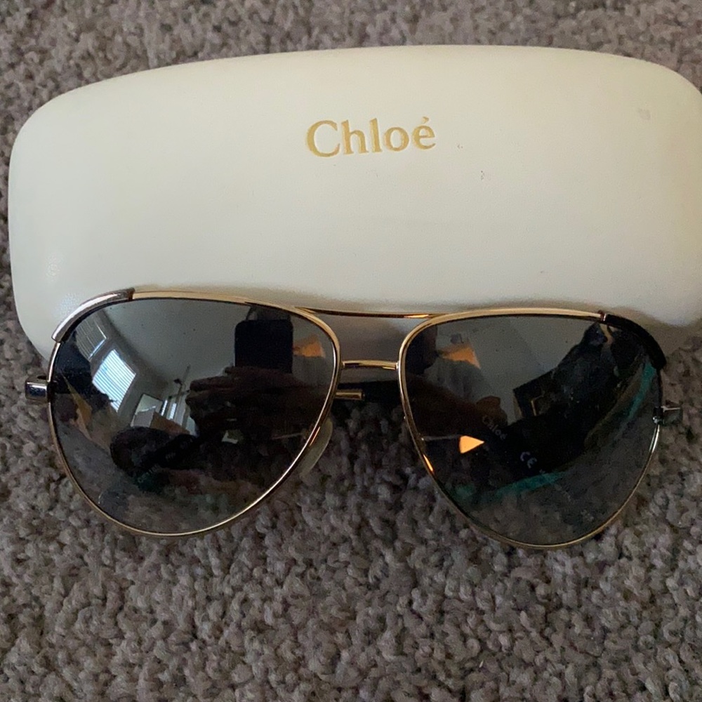 Chloé aviator sunglasses. Pale gold.
